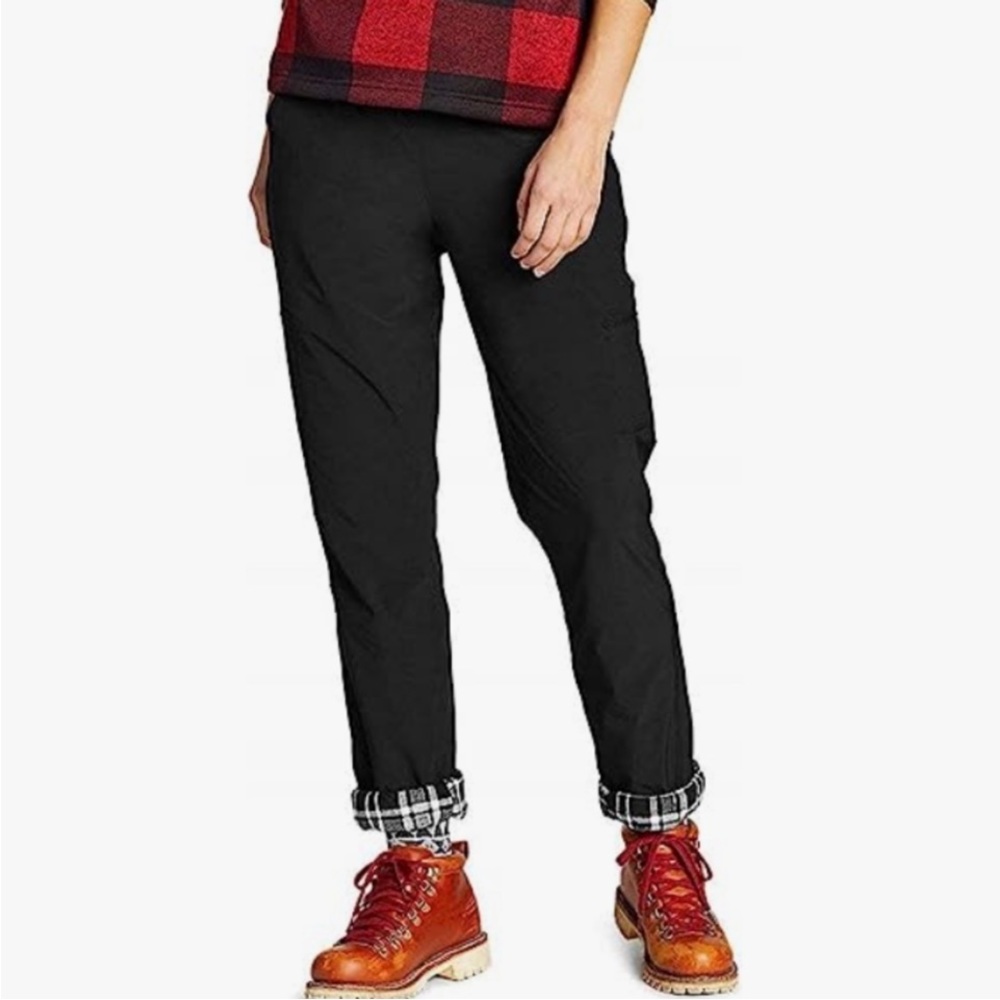 Eddie Bauer Women's 8 pants Fleece-Lined Pull-On Black